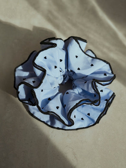 Heart Bliss Navy-striped Scrunchie