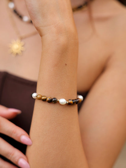 Dawn Pearl Tiger's Eye ARMBAND