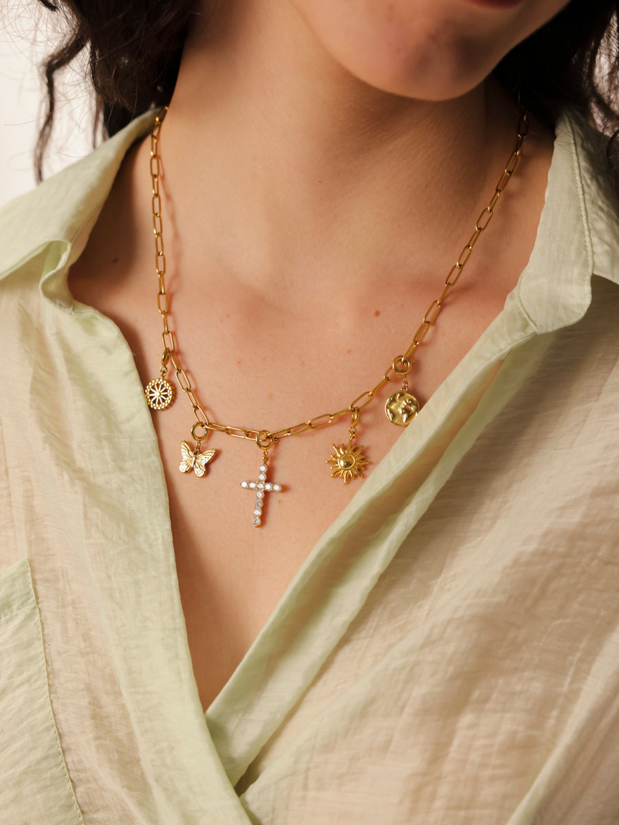 Floral Butterfly Ketten-Charm
