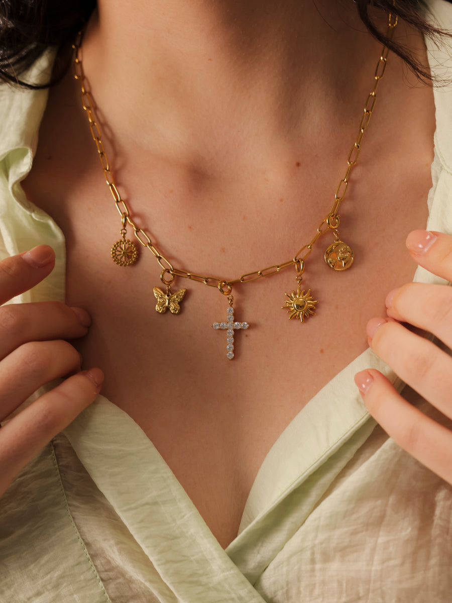 Floral Butterfly Ketten-Charm
