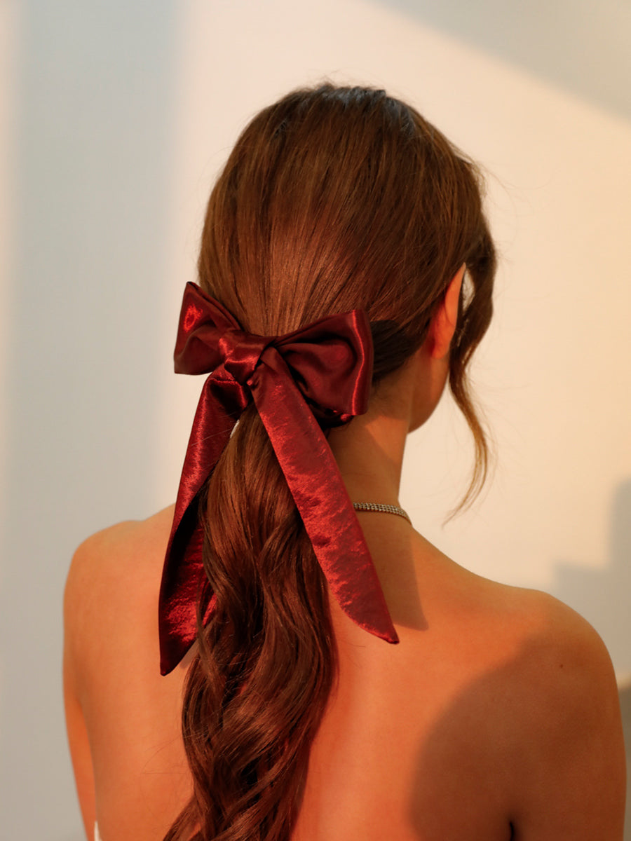 Graceful Bow Red Scrunchie
