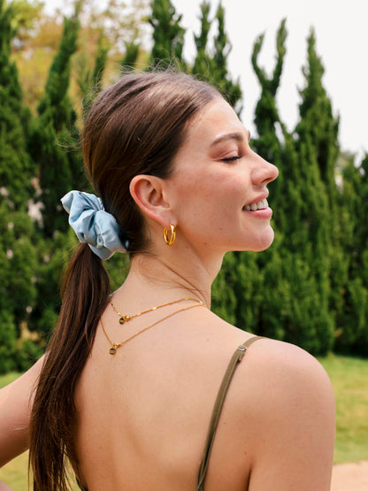Fluffy Touch Pure Silk Scrunchie Light Blue