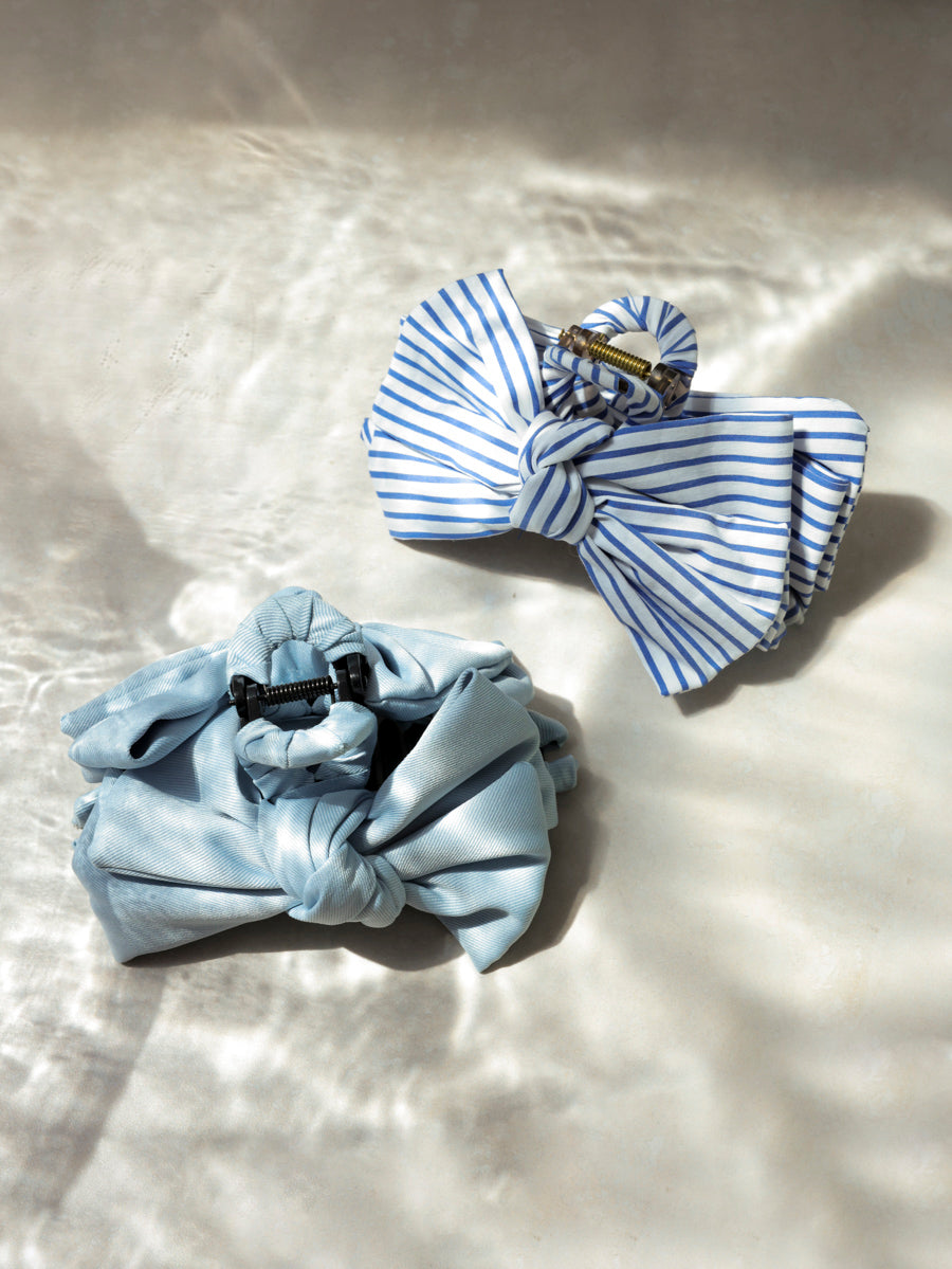 Sweet Bow Navy-striped Haarklammer
