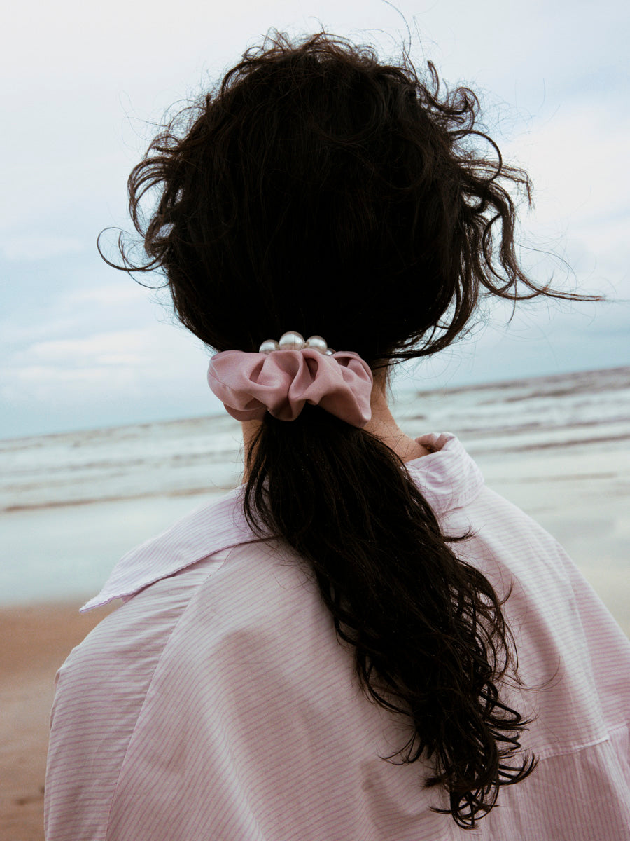 Pearl Elegance Pink Scrunchie