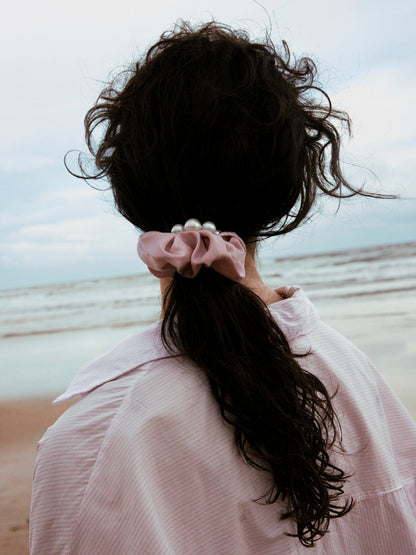 Pearl Elegance Beige Scrunchie