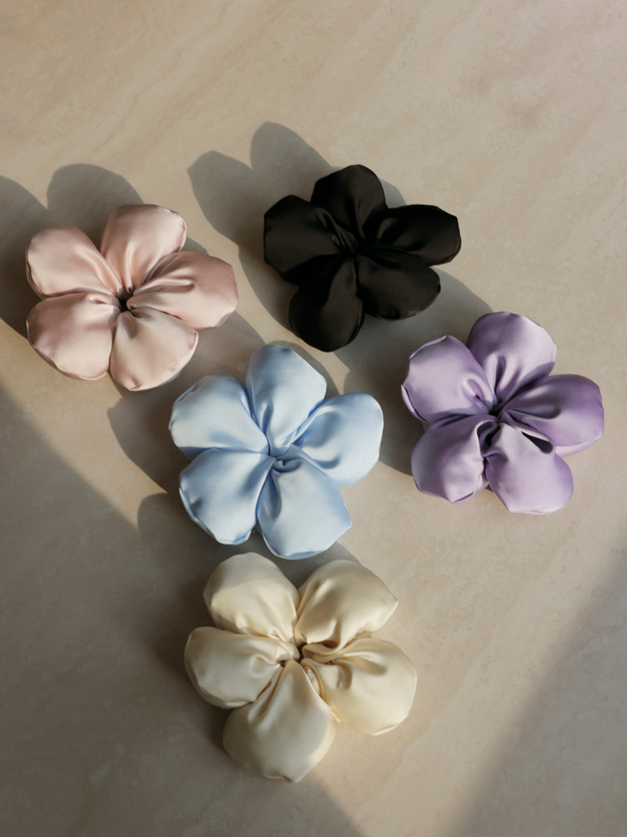Cream Blossom Purple Scrunchie