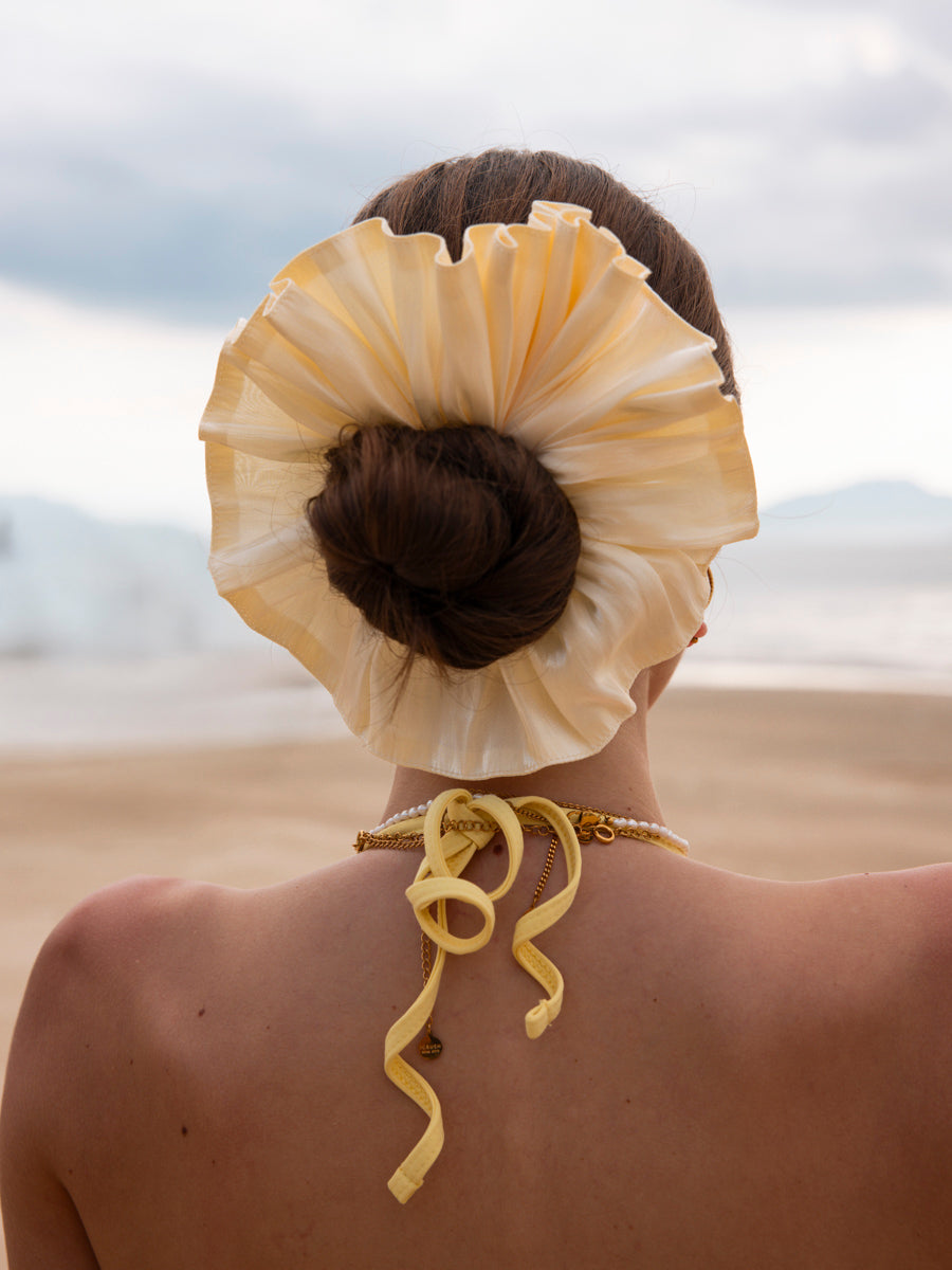 Delicate Wave White Scrunchie