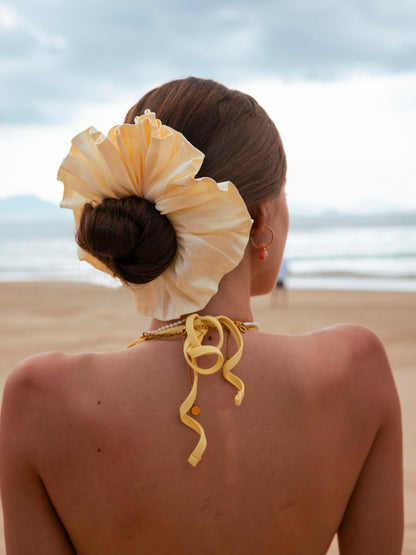Delicate Wave White Scrunchie