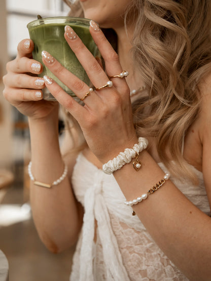 Blissful Pure Silk Scrunchie Cream White