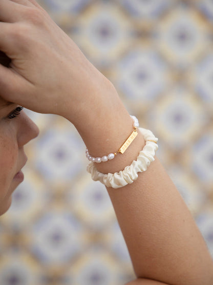 Blissful Pure Silk Scrunchie Cream White