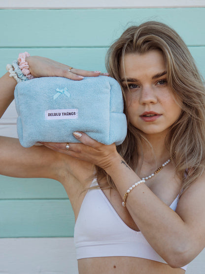 Blissful Pure Silk Scrunchie Cream Blue