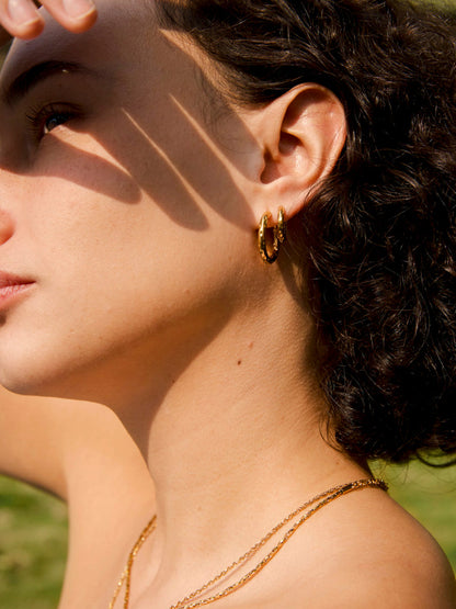 15mm Textured Hoops Mini Ohrringe