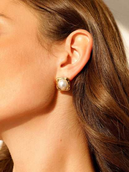 Modern Edge Pearl Ohrringe